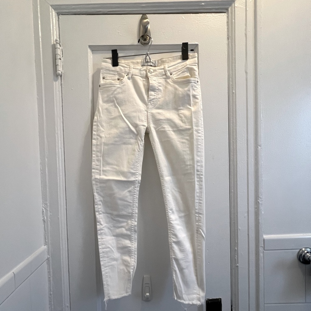 Zara raw hem white denim